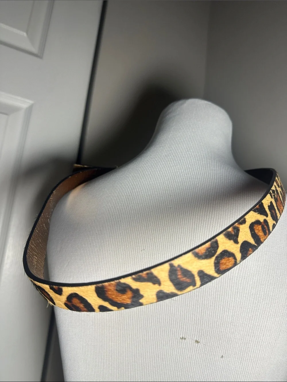 Michael Kors Dark Brown cow fur leather Belt with Gold Buckle